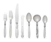 A Georg Jensen Cactus Silver Flatware Service