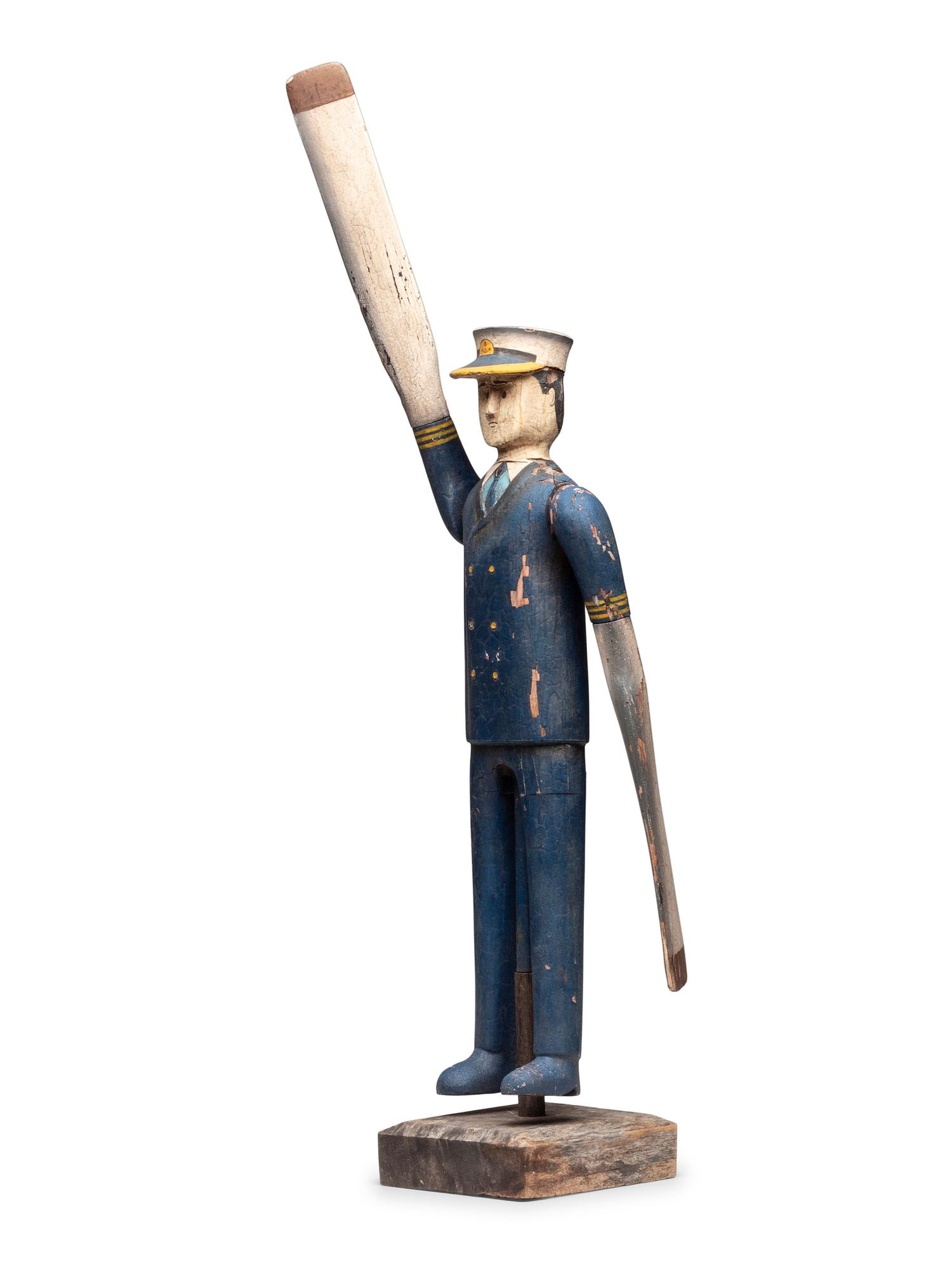 A Carved and Painted Wood Ship's Captain Whirligig