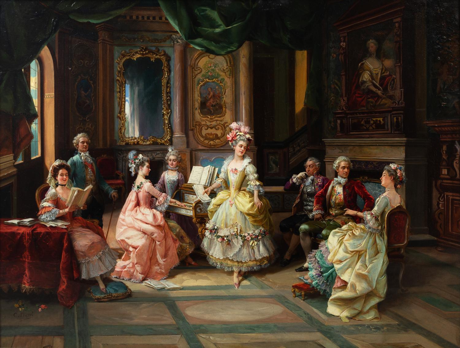 Cesare Auguste Detti, (Italian, 1847-1914), Music in the Parlor