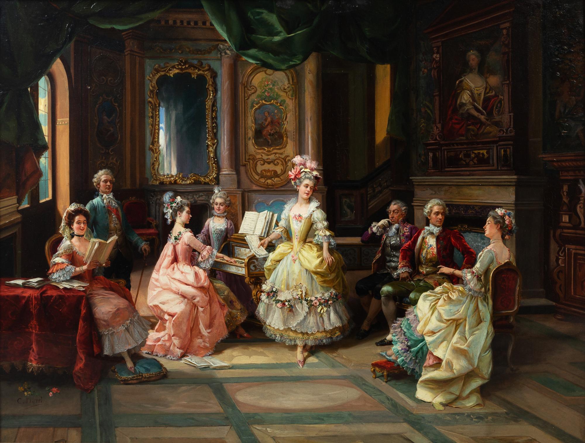 Cesare Auguste Detti, (Italian, 1847-1914), Music in the Parlor
