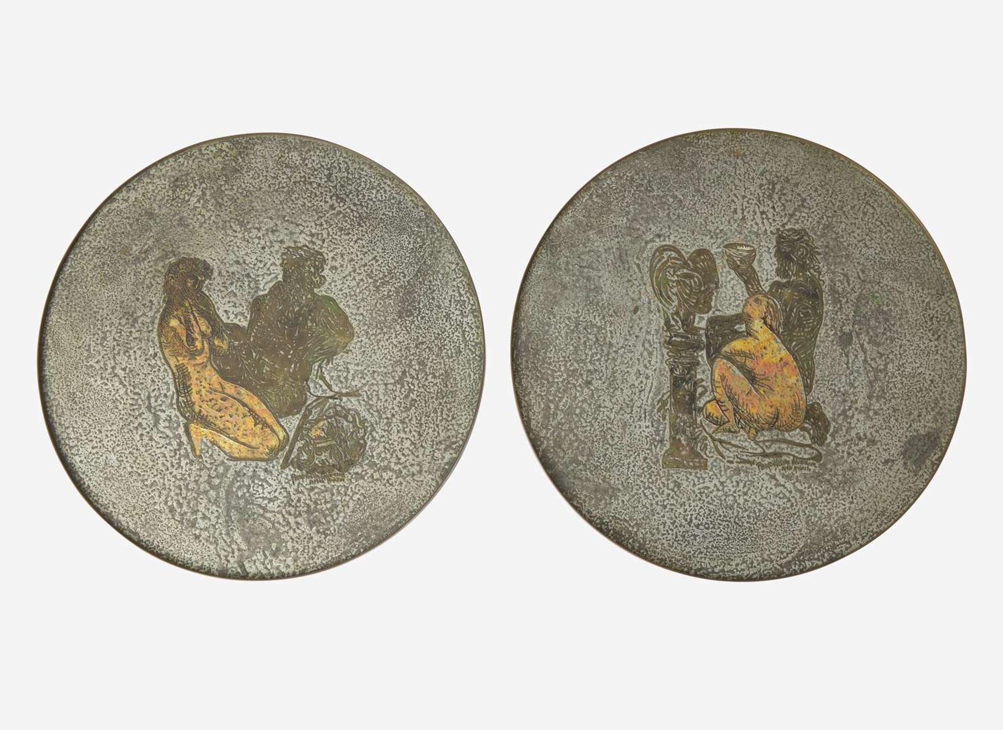 Philip and Kelvin LaVerne, Pair of "Etruscan" Occasional Tables