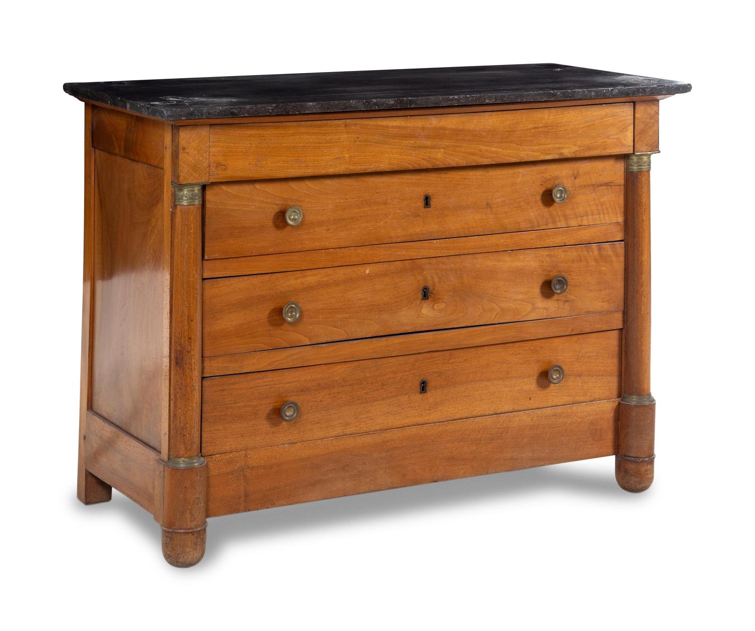 An Empire Style Mahogany Marble-Top Commode