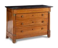 An Empire Style Mahogany Marble-Top Commode
