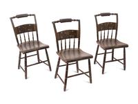 A Matched Set of Six Hitchcock Stencil Decorated Dining Chairs