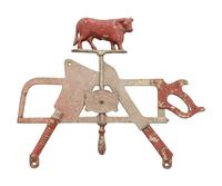 A Gloekler's Cast Iron Butcher's Trade Sign with Bull Finial