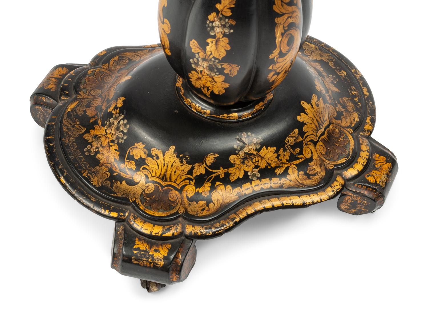 A Victorian Papier-Mâché and Mother-of-Pearl Work Table