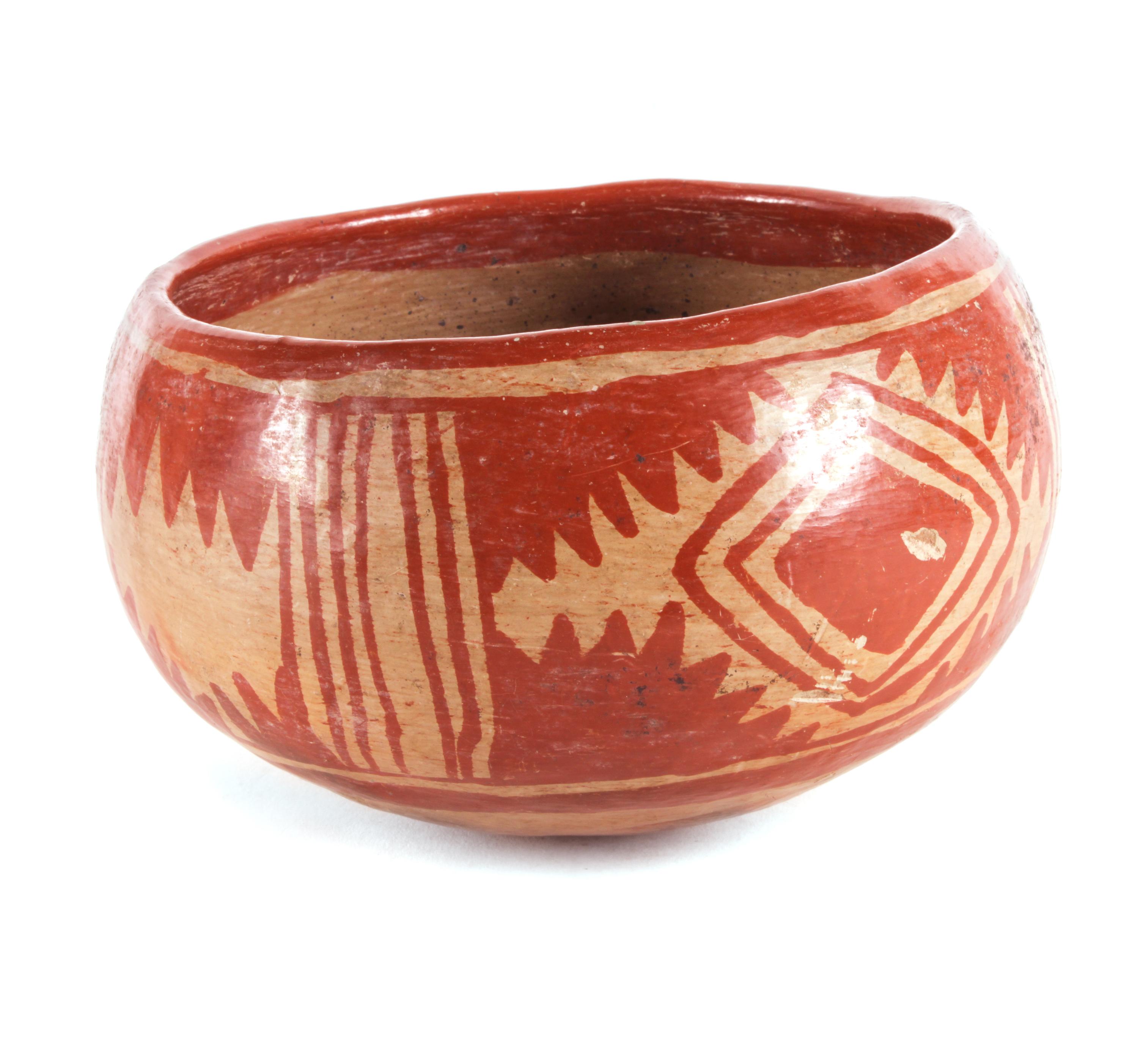 Prehistoric Colima White on Red Bowl Diameter 7 1/2 inches — Circa 350 A.D.