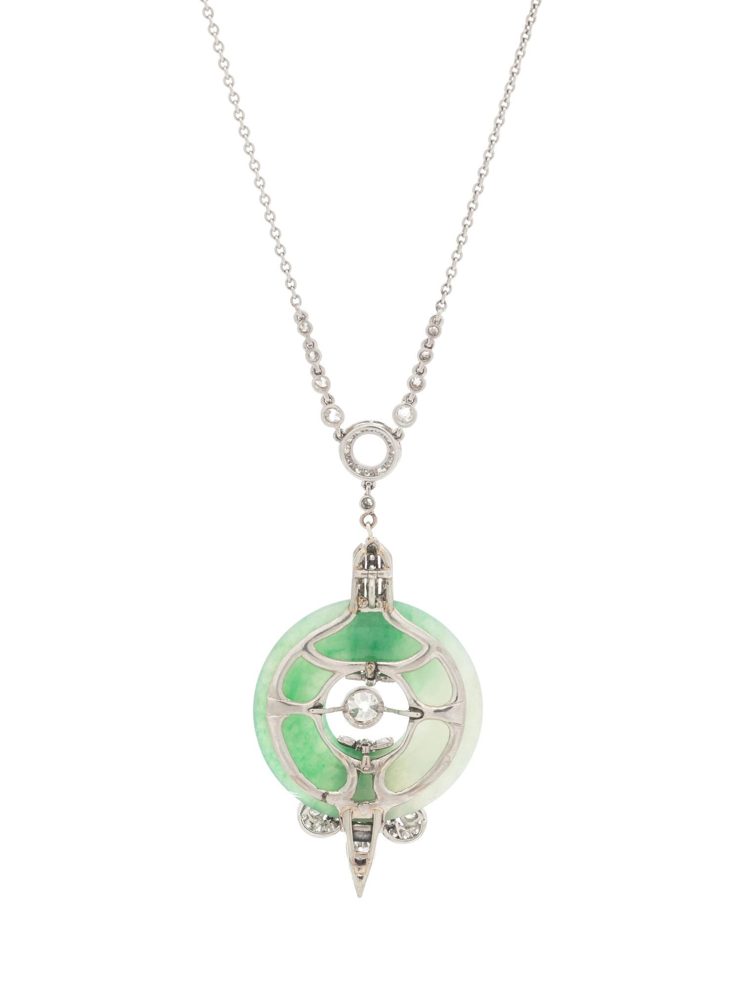 FRENCH, JADE AND DIAMOND NECKLACE