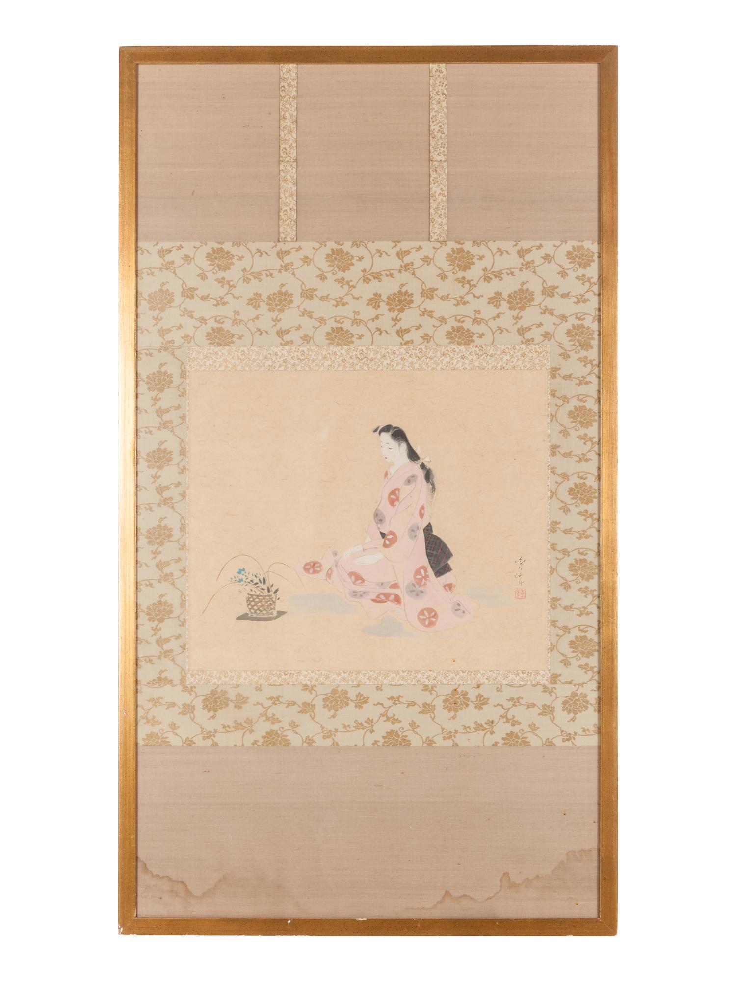 Four Japanese Ink and Color Paintings on Paper