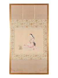Four Japanese Ink and Color Paintings on Paper