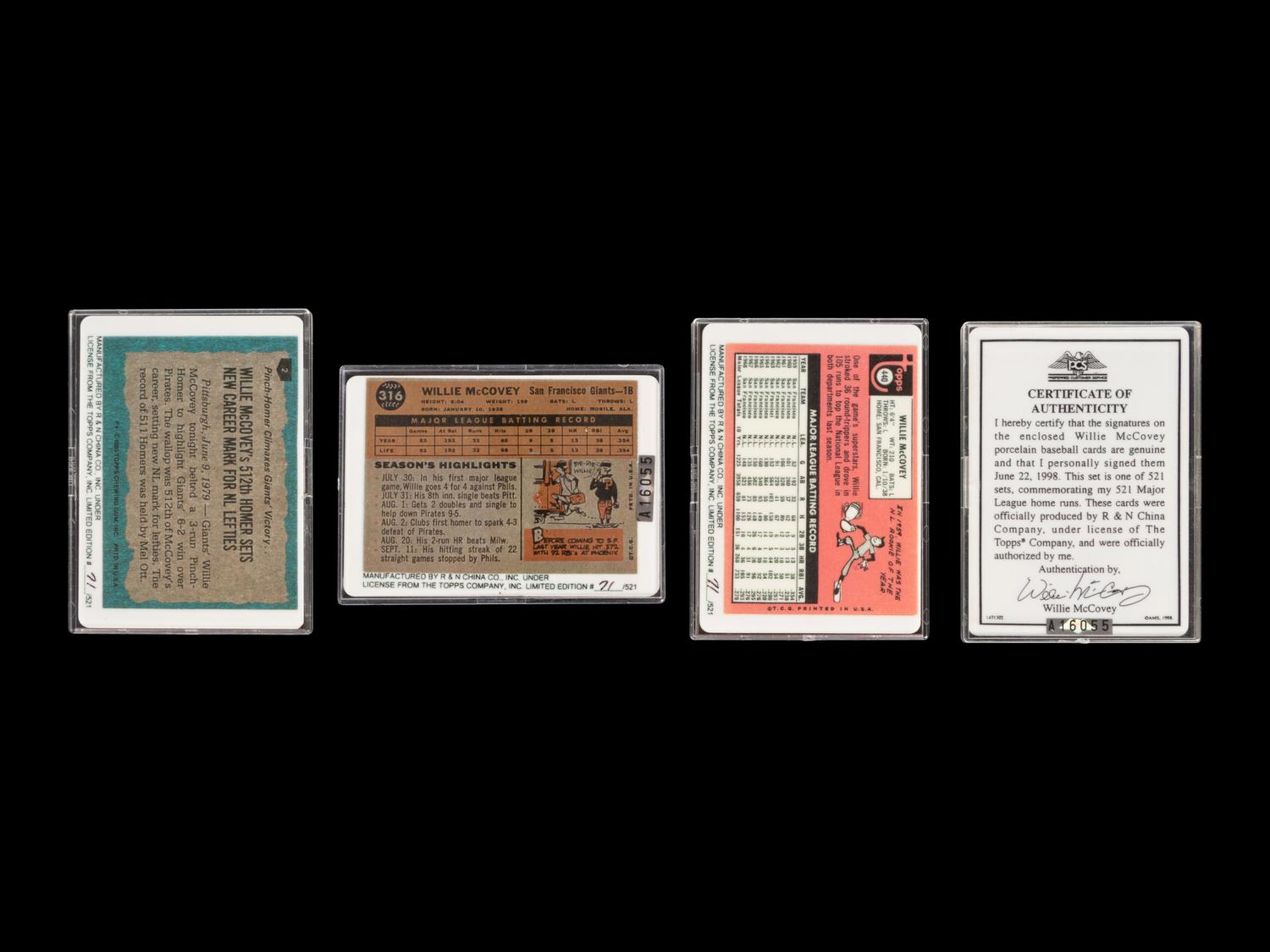 A Willie McCovey Signature Series Set of Signed Autograph Baseball Cards,