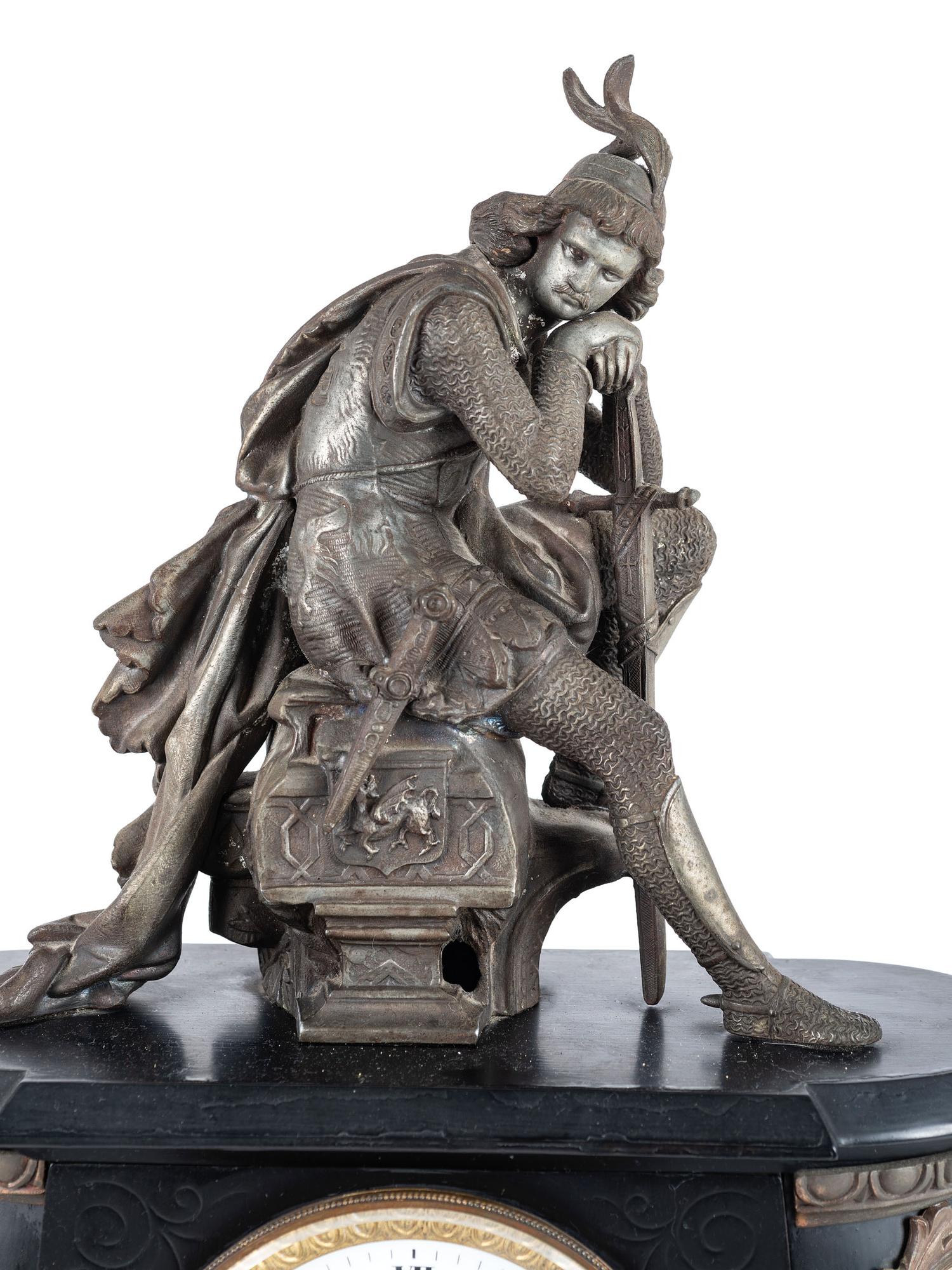 A Kroeber Saxonia Mantel Clock with Gladiator Figure