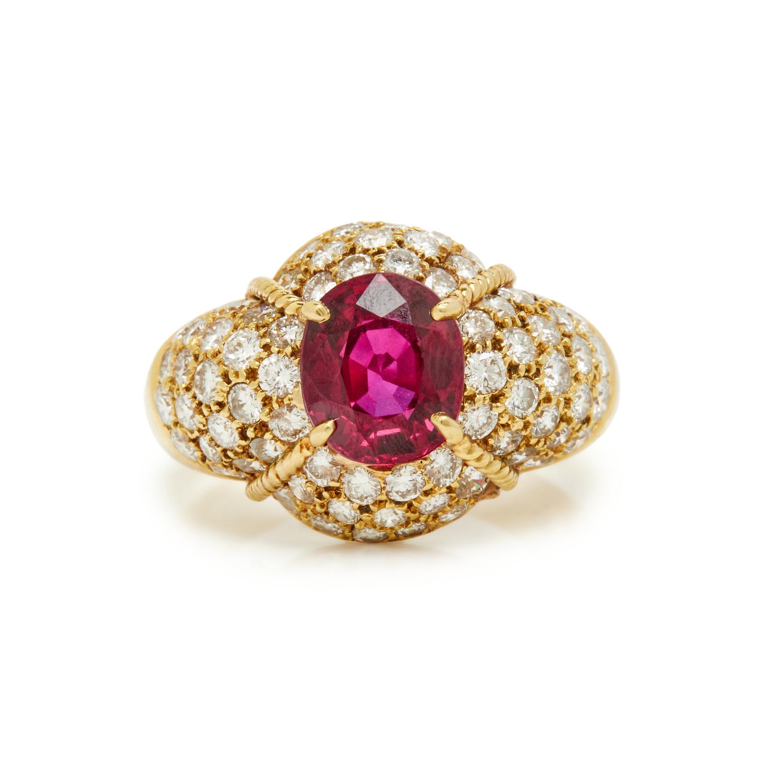 YELLOW GOLD, RUBY, AND DIAMOND RING