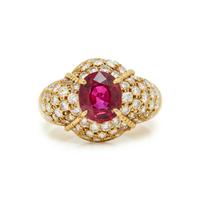 YELLOW GOLD, RUBY, AND DIAMOND RING
