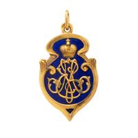 RUSSIAN, ANTIQUE, YELLOW GOLD AND ENAMEL MERIT BADGE