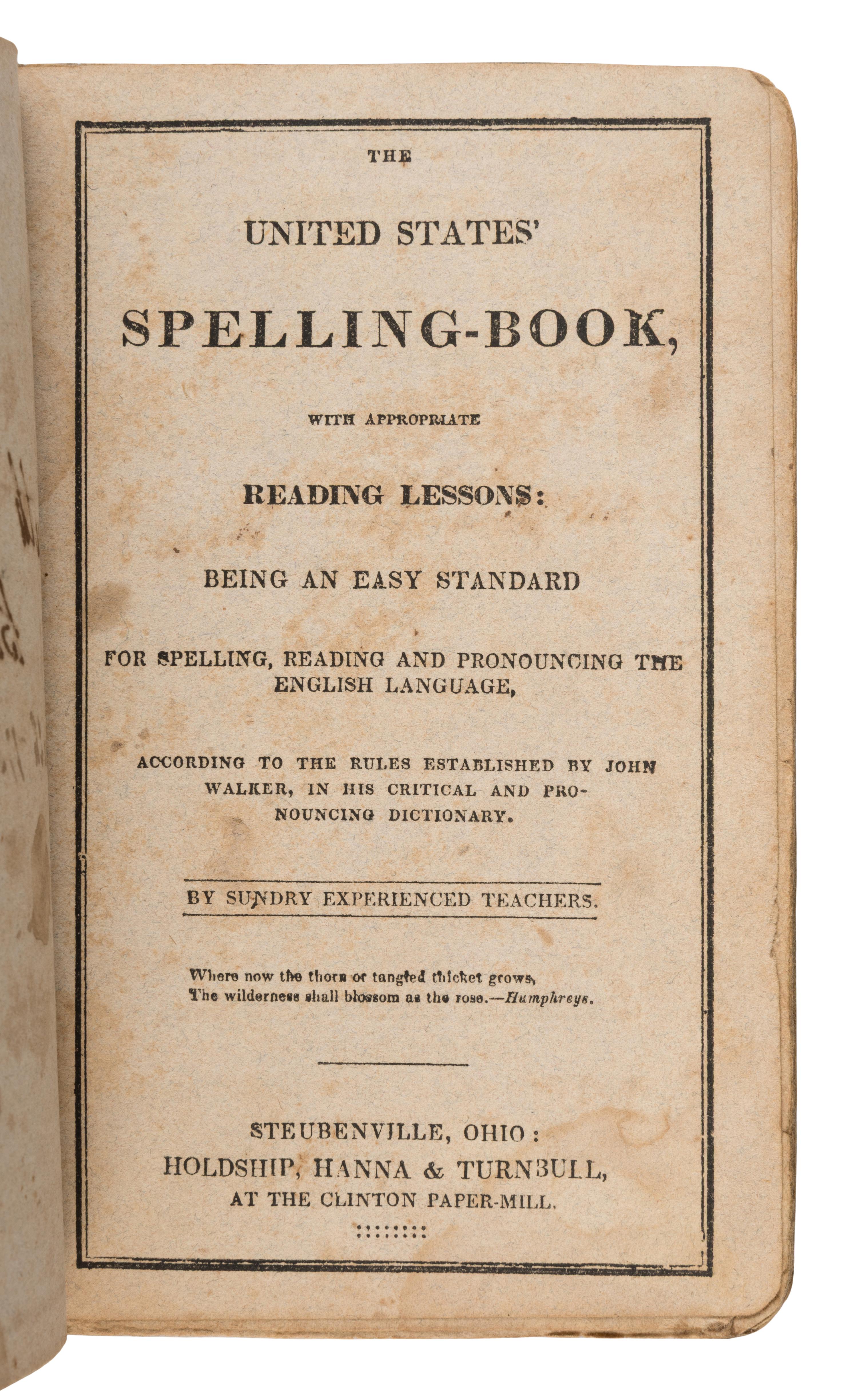 [Ohio Valley]. A group of 6 early frontier spelling and school books, comprising: