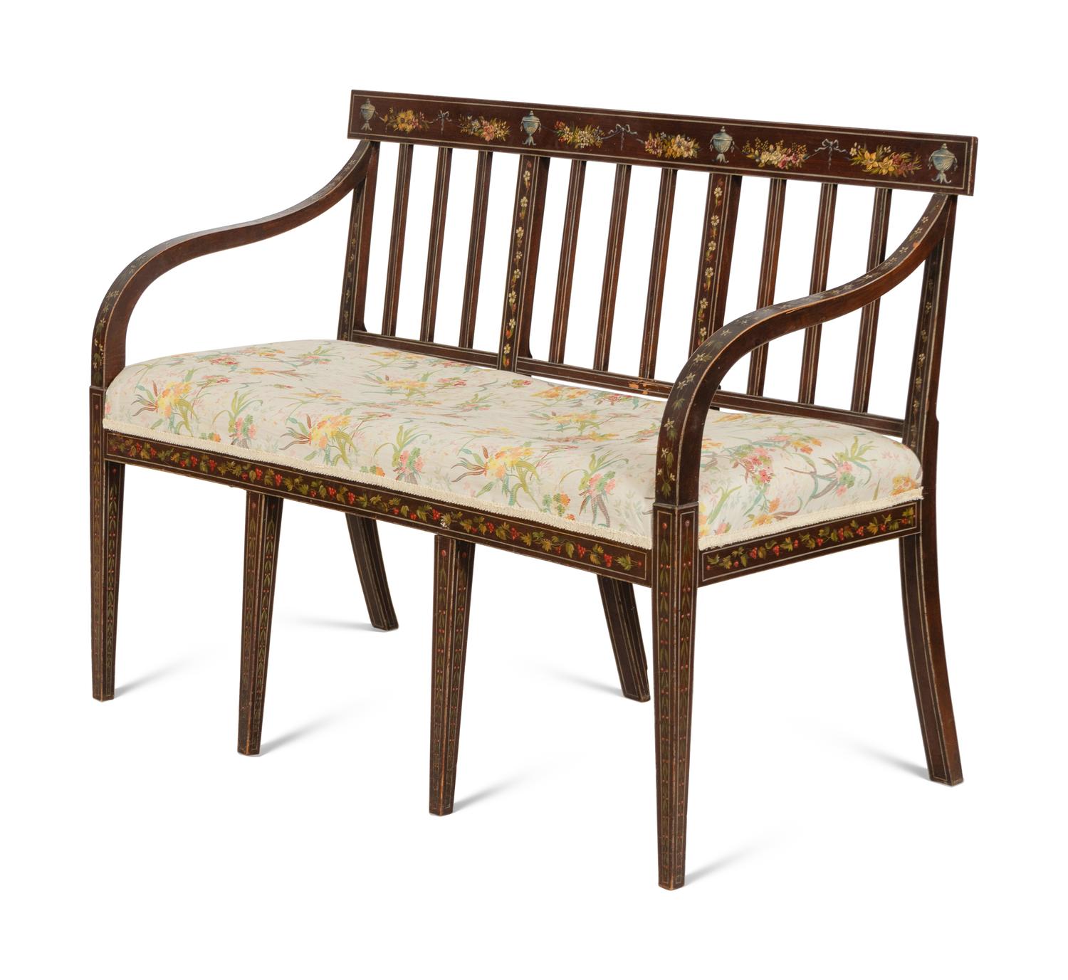 An Edwardian Style Painted Bench