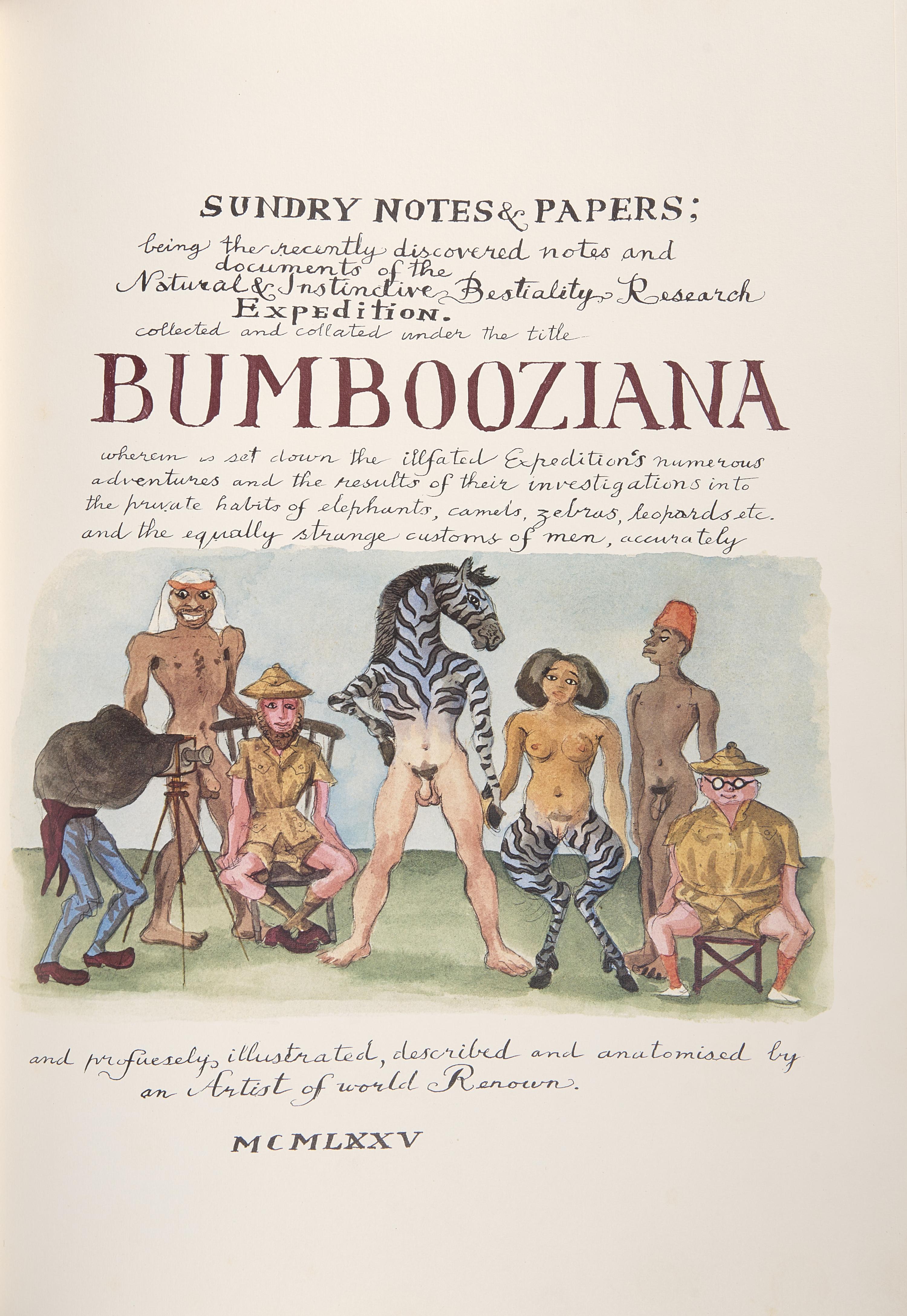 [Erotica] (Friend, Donald, and Richard Griffin). Sundry Notes & Papers; being the recently discovered notes and documents of the Natural Instinctive Bestiality Research Expedition. collected and collated under the title Bumbooziana...