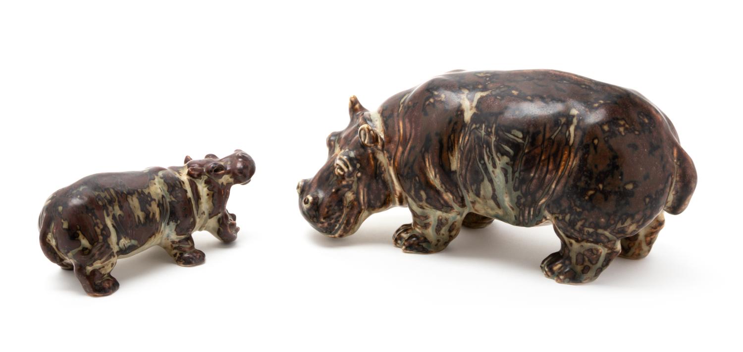 Two Hippo Figures Royal Copenhagen, Denmark