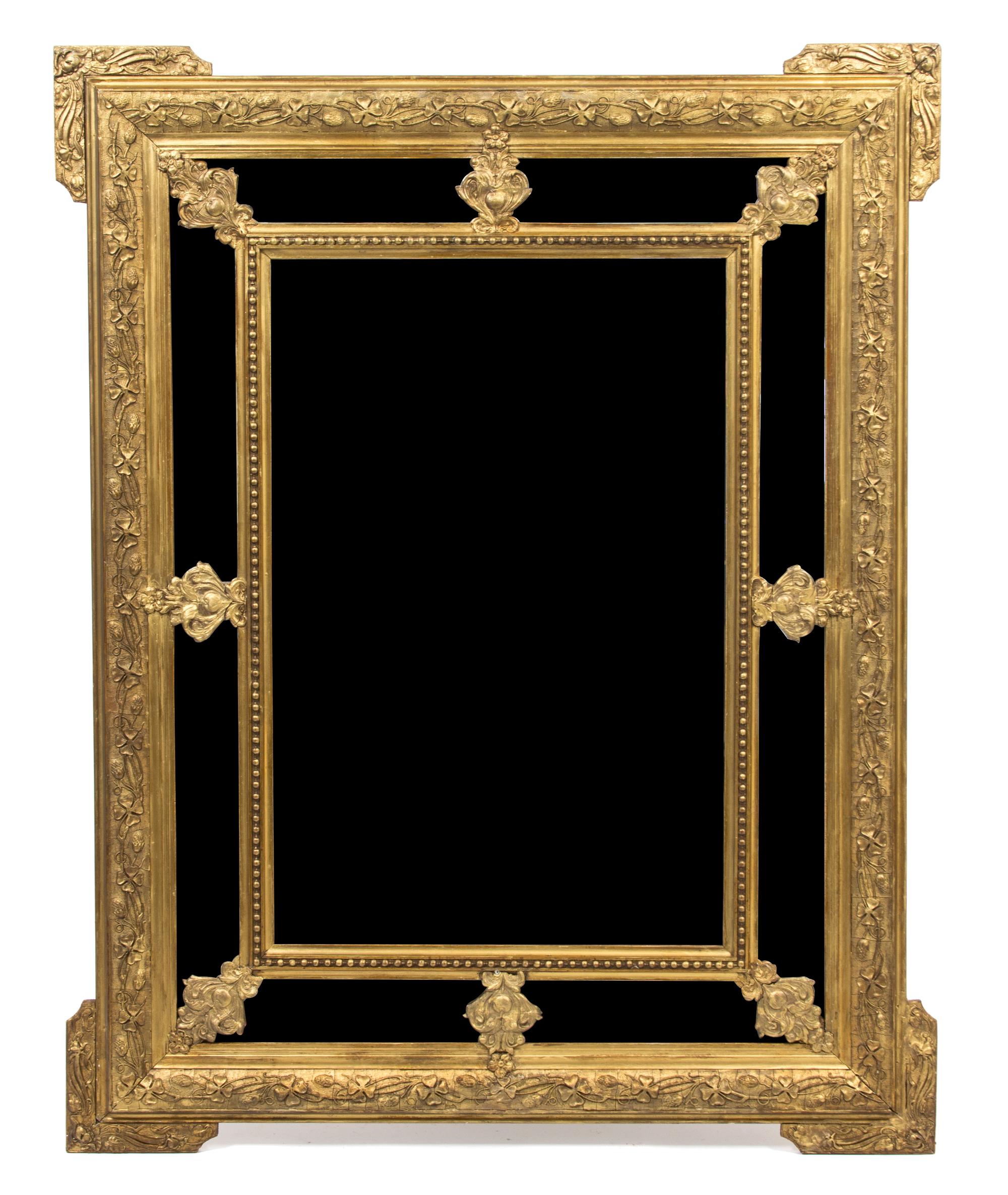A Louis XVI Style Giltwood Double Framed Mirror Height 40 x width 50 3/4 inches. — LATE 19TH CENTURY