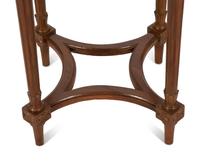 Two Louis XVI Style Carved Walnut Side Tables with Inset Marble Tops