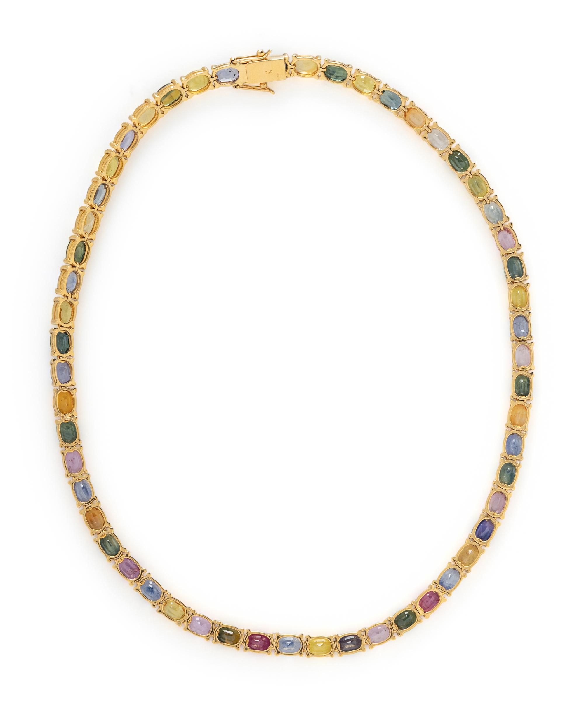 YELLOW GOLD AND MULTICOLOR SAPPHIRE NECKLACE