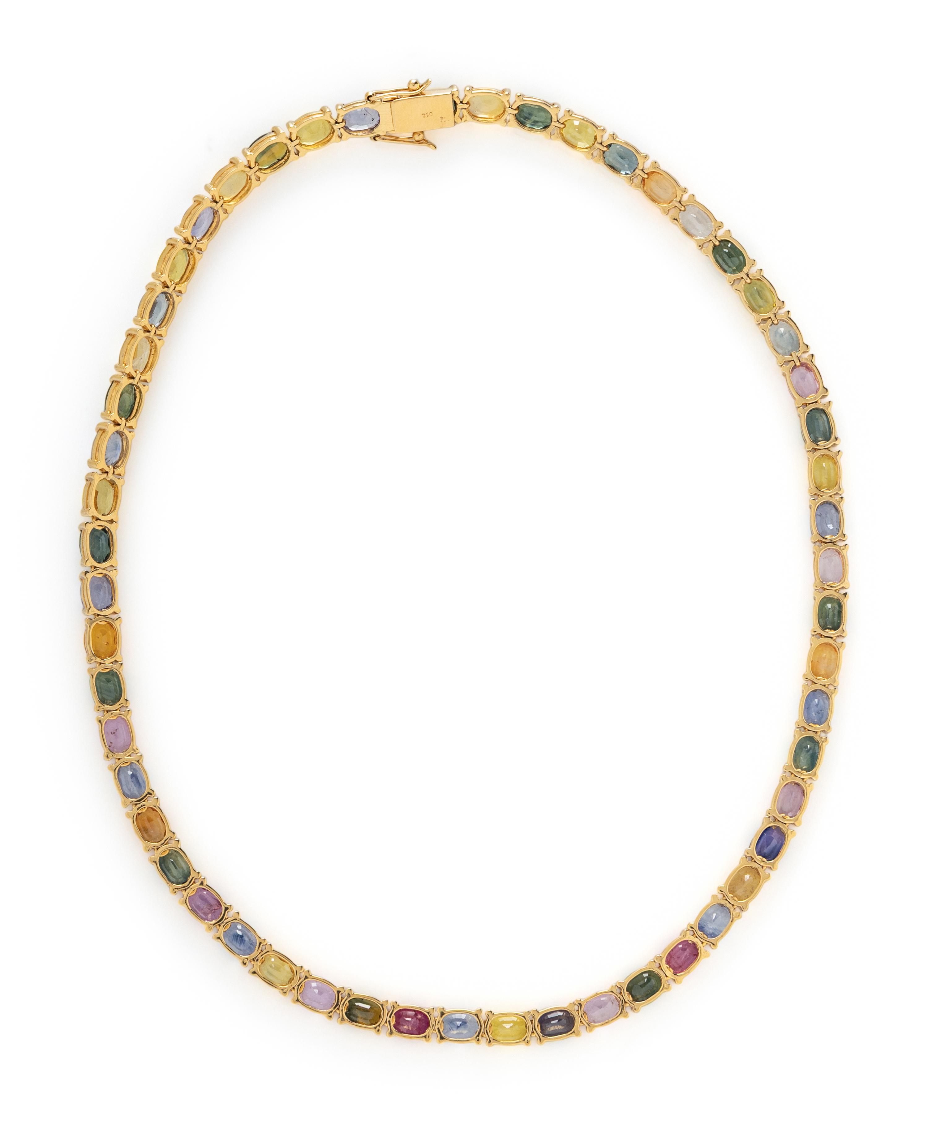 YELLOW GOLD AND MULTICOLOR SAPPHIRE NECKLACE