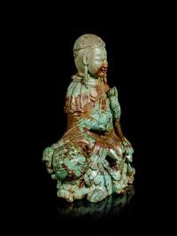 A Carved Turquoise Figure of Bodhisattva Manjushri