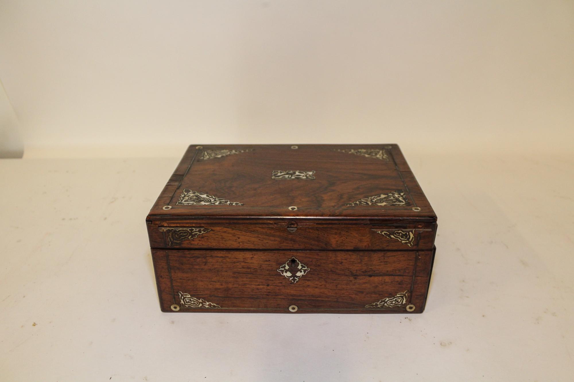 A Mother of Pearl Writing Desk. Width 12 inches.
