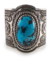 Heavy Sterling Silver and Turquoise Cuff Bracelet