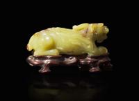 A Chinese yellow jade mythical beast 黃玉瑞獸