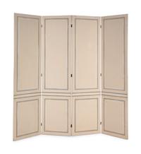 A French Papier Peinte Four-Panel Floor Screen
