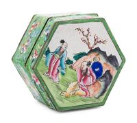 13 Chinese Enamel on Metal and Porcelain Boxes