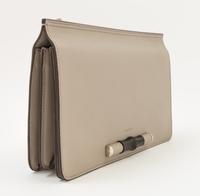 A Gucci Grey Leather Shoulder Bag, 11.75" x 7.5" x 1.5"; Strap drop: 15".