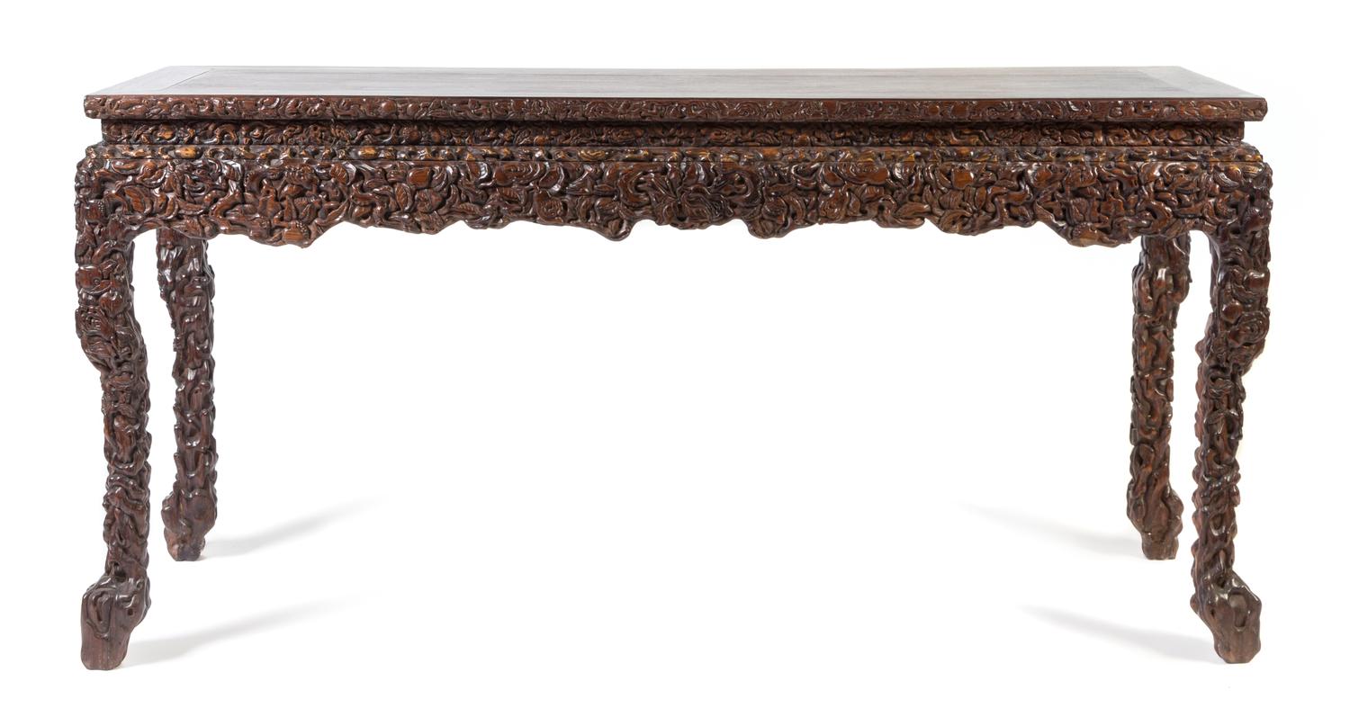 A Hardwood Console Table Height 35 x width 71 1/2 x depth 25 1/4 inches. — EARLY 20TH CENTURY