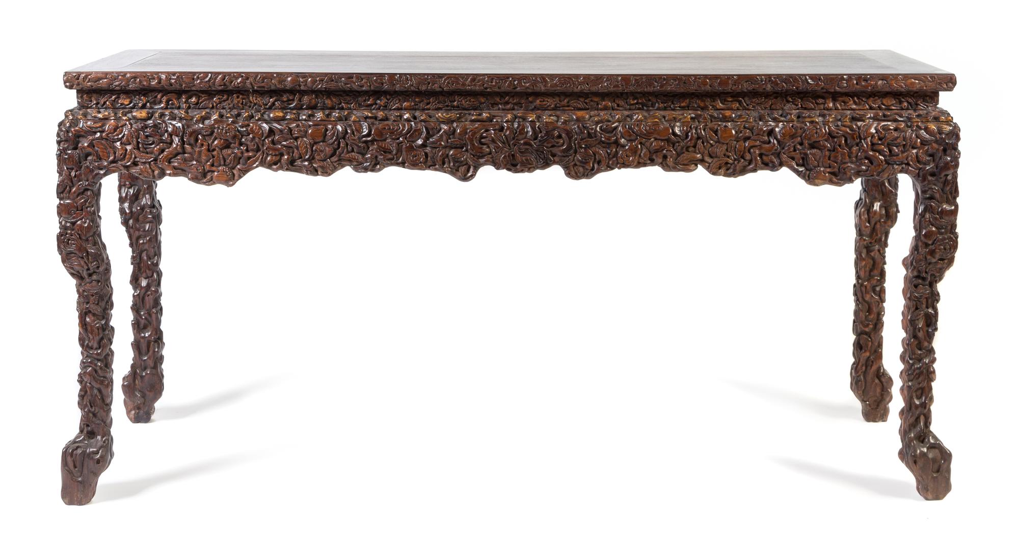A Hardwood Console Table Height 35 x width 71 1/2 x depth 25 1/4 inches. — EARLY 20TH CENTURY