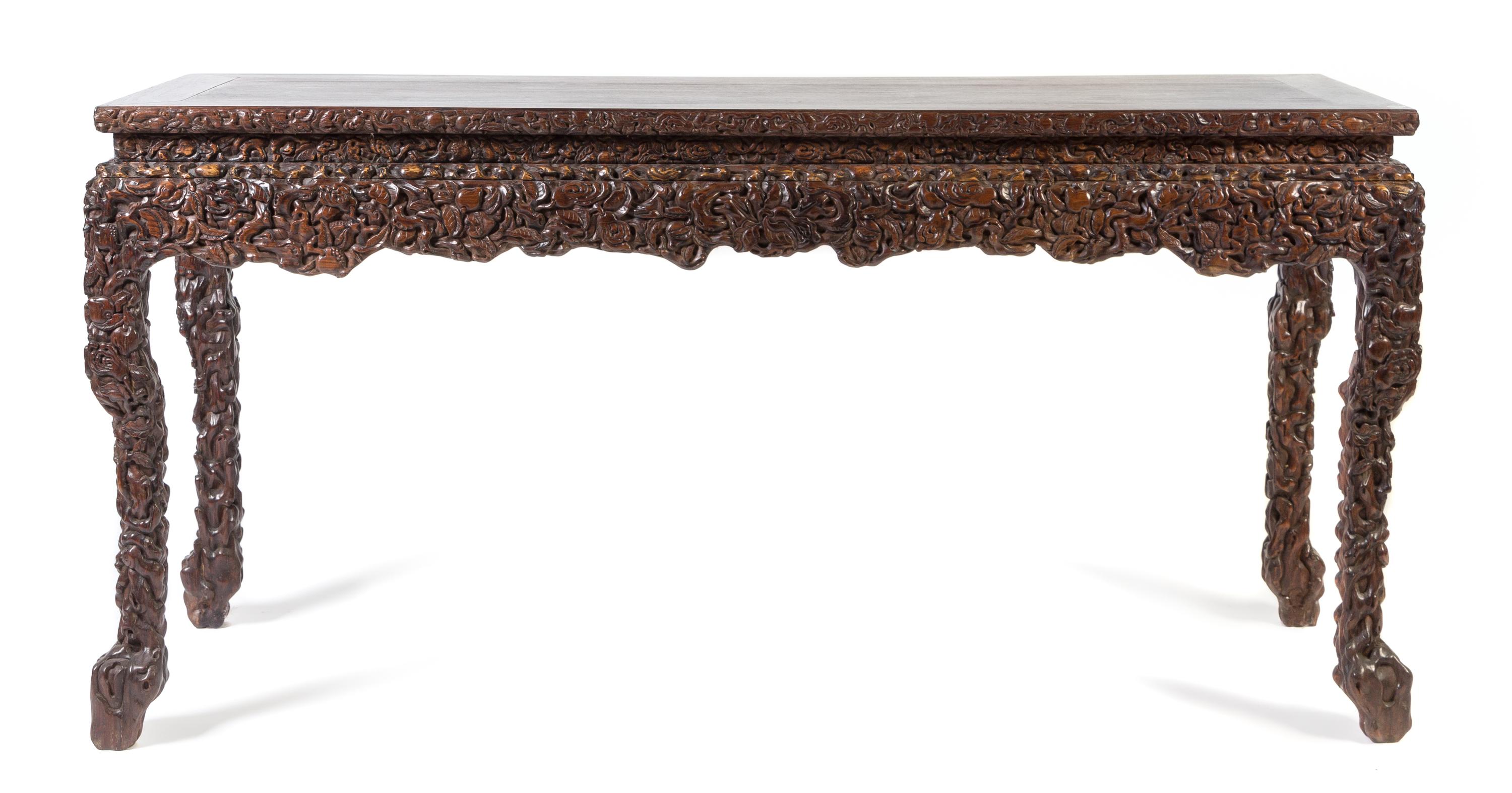 A Hardwood Console Table Height 35 x width 71 1/2 x depth 25 1/4 inches. — EARLY 20TH CENTURY