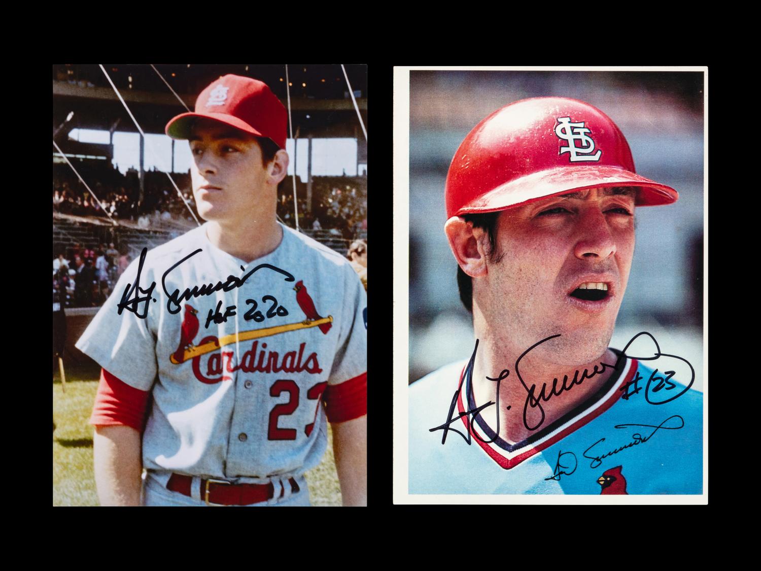 **** REMAINING ITEMS NOW OFFERED IN 376988/26 **** **** BASEBALL CARDS FROM THIS GROUP NOW BEING OFFERED IN #376988/5 *** A Group of 20 Hall of Fame Ted Simmons Signed Autograph Items