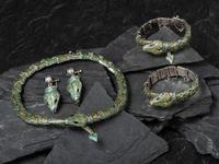 Taxco Sterling Silver and Enamel Serpent Necklace, Bracelets, and Earring Suite, 1955-1978