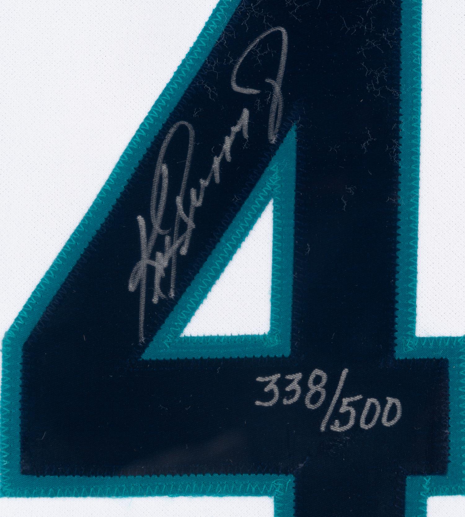 A Group of Signed Autograph Baseball Jersey Displays Featuring Hall of Famers and Notables Including Ken Griffey Jr.