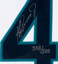 A Group of Signed Autograph Baseball Jersey Displays Featuring Hall of Famers and Notables Including Ken Griffey Jr.
