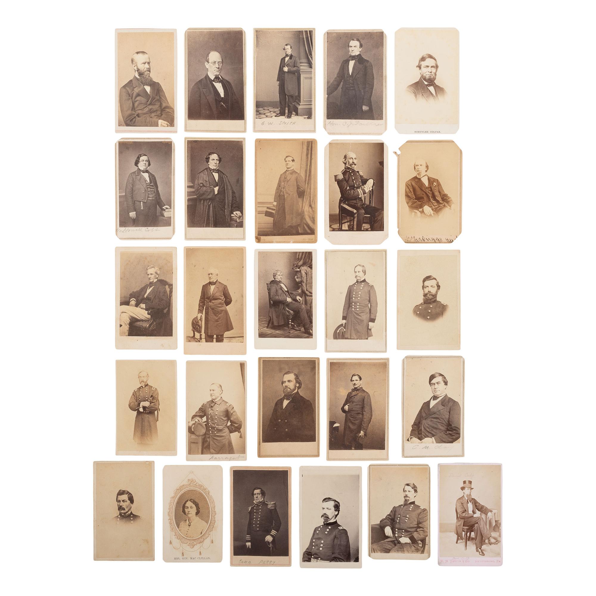 [Civil War] Group of 25 Carte de Visites of Union and Confederate Generals, Officers, and Statesmen
