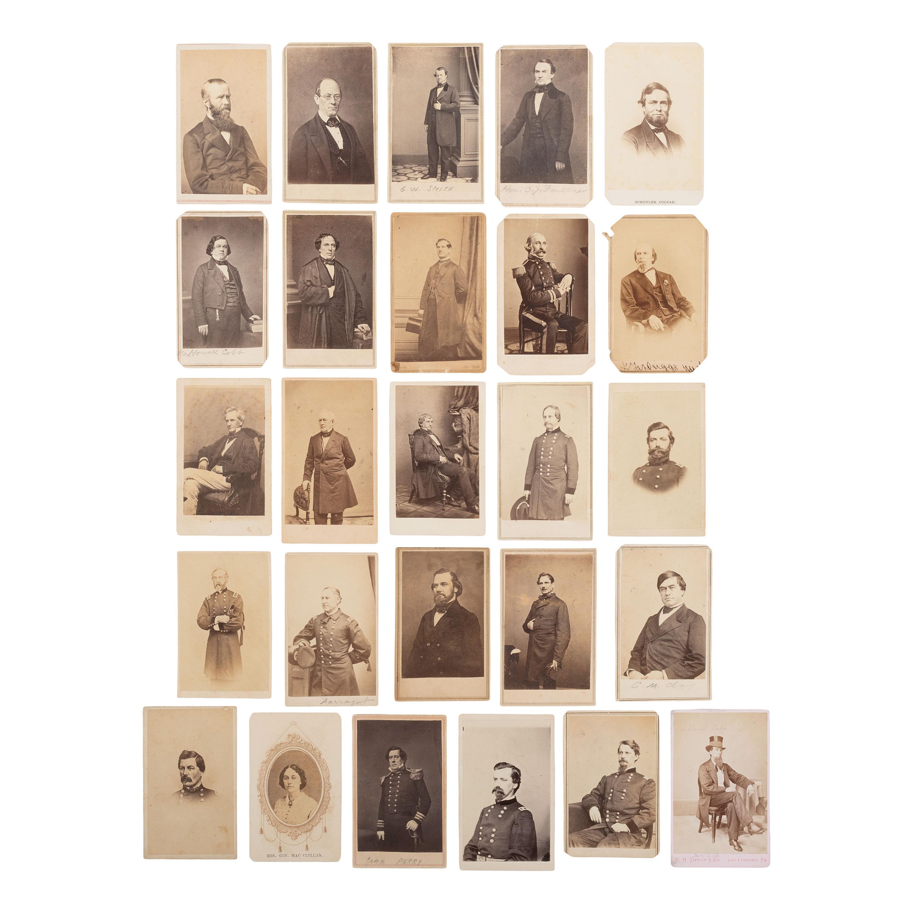 [Civil War] Group of 25 Carte de Visites of Union and Confederate Generals, Officers, and Statesmen