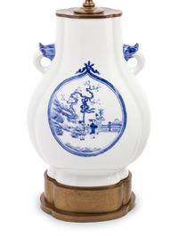 A Pair of Chinese Blue and White Porcelain Vases Mounted as Lamps