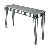 A Contemporary Patinated Metal and Marble-Top Console Table