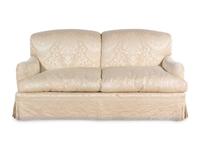 A Cream Damask Upholstered Two-Seat Sofa