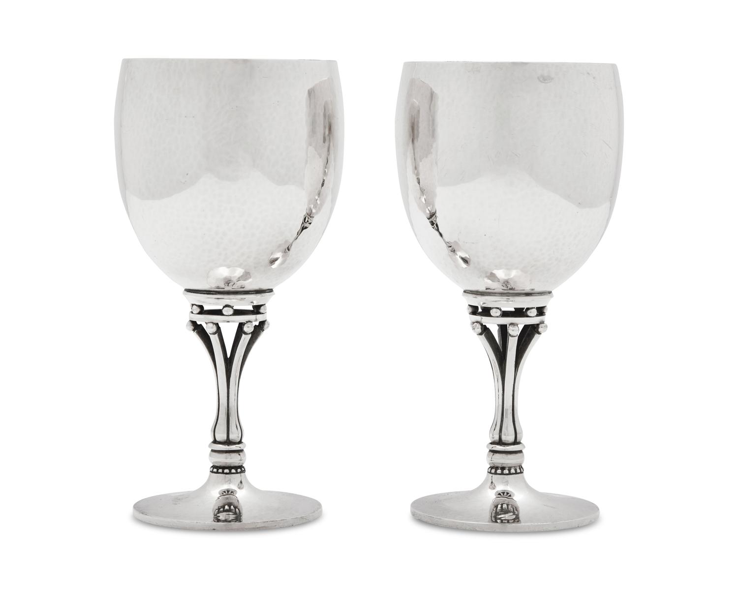 A Pair of Harald Nielsen Designed Georg Jensen Wine Goblets