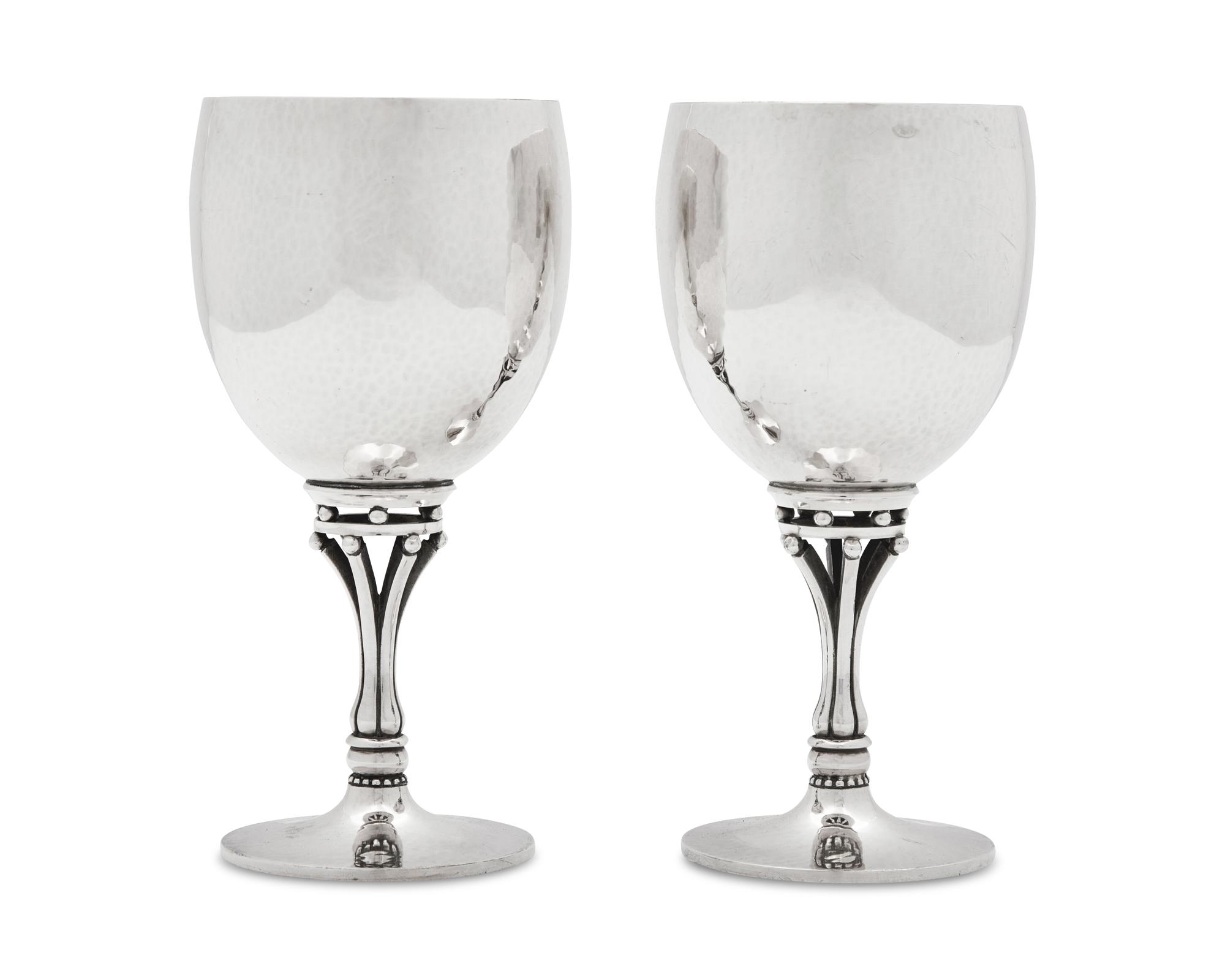 A Pair of Harald Nielsen Designed Georg Jensen Wine Goblets