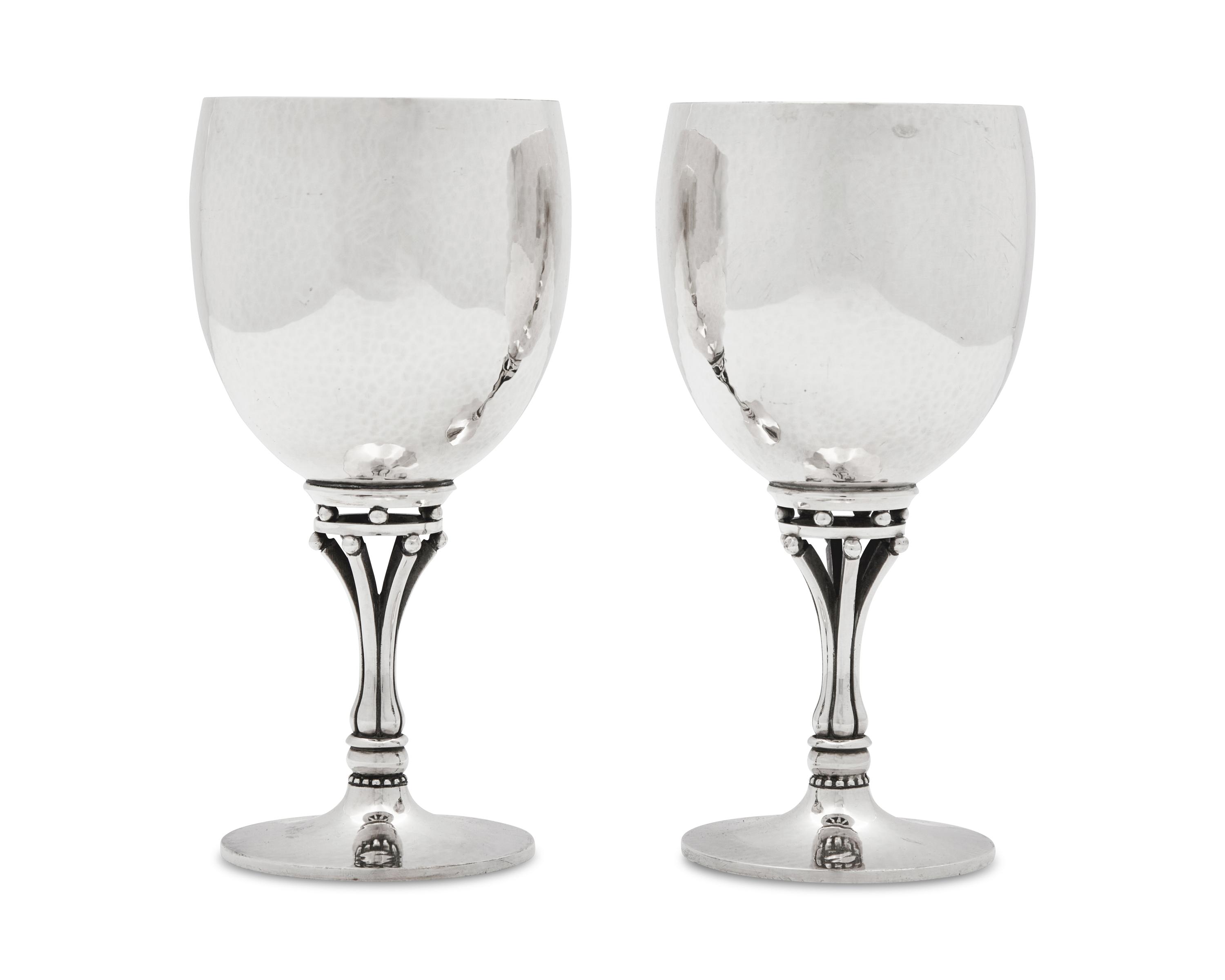 A Pair of Harald Nielsen Designed Georg Jensen Wine Goblets