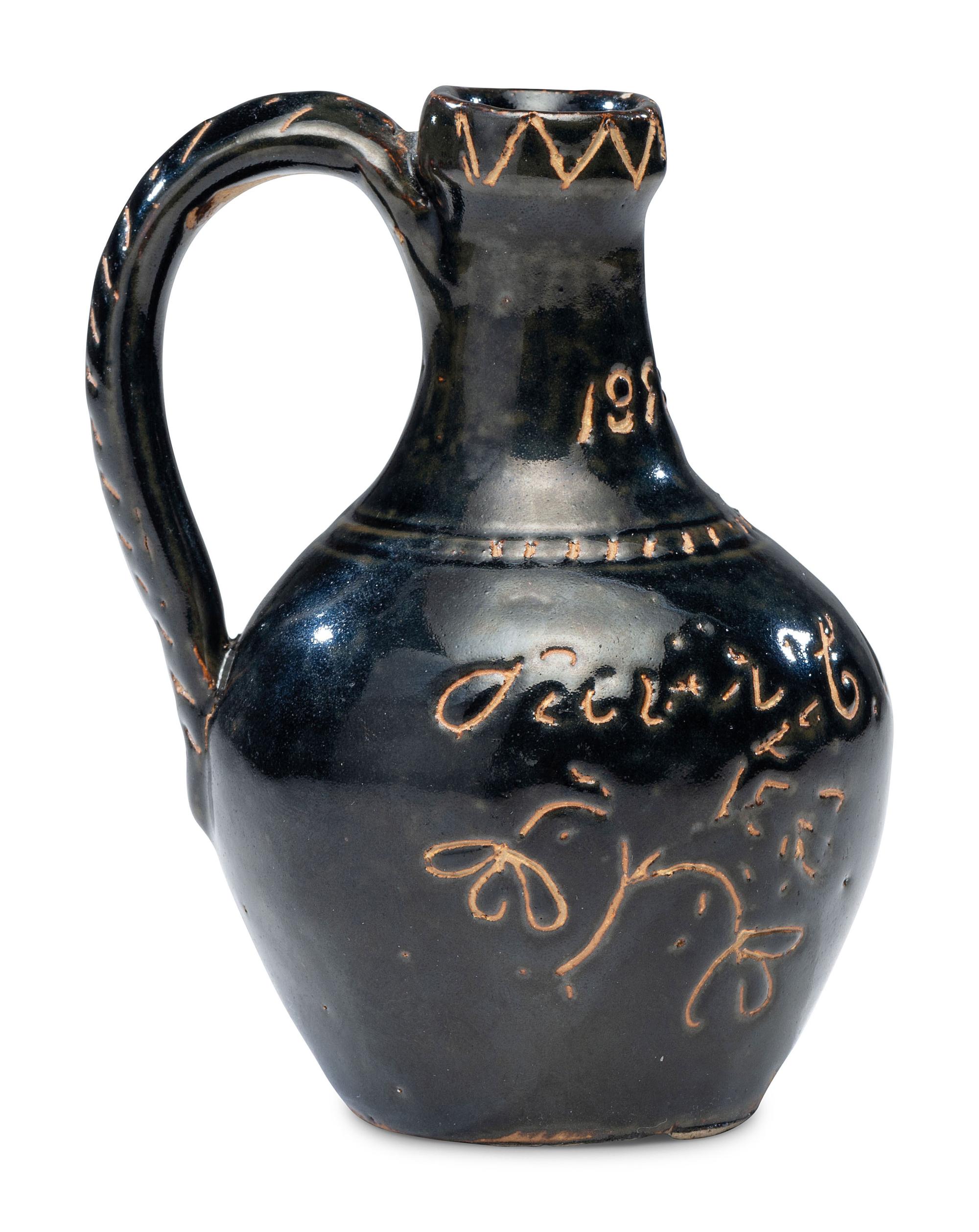 A William H. Rambo Albany Slip-Glazed and Incised Jug